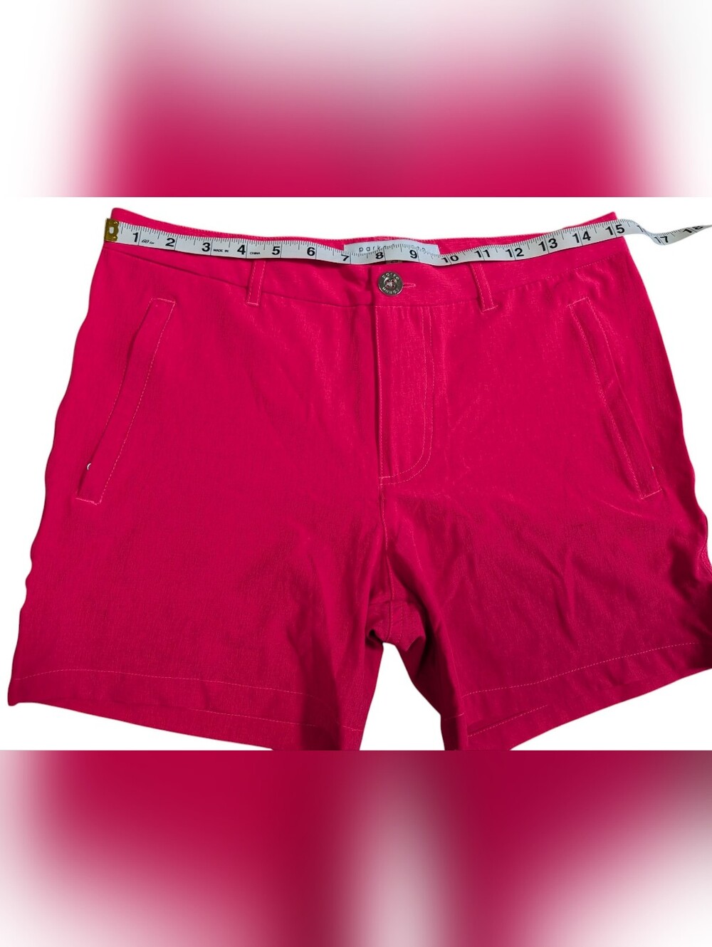 Parke & Ronen Men's 5" Stretch Swim Trunks Size 29 Fuchsia Pink Zip Pockets